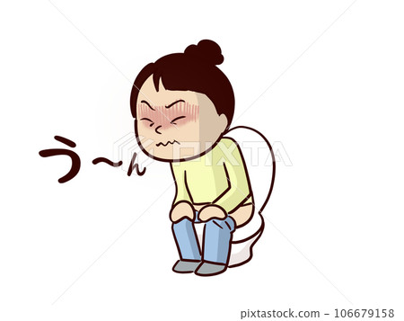 A woman nervous in the toilet A woman nervous in the toilet 106679158