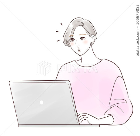 Surprise of a middle-aged woman using a laptop 106679852