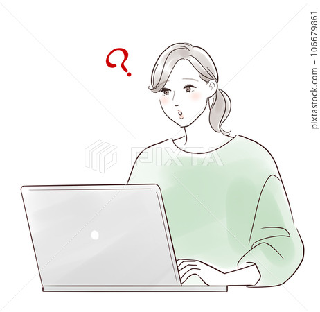 中年女性使用筆記本電腦的問題 106679861
