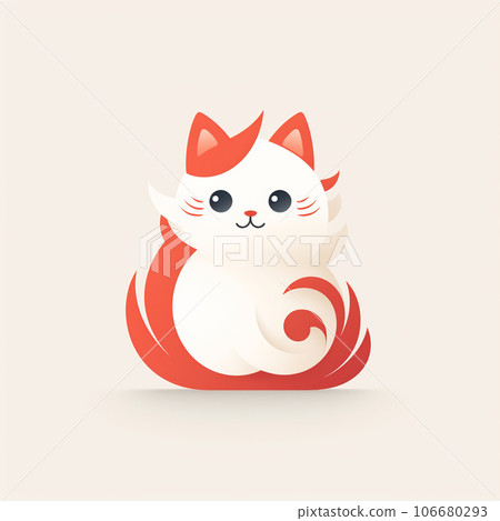 白色和紅色的貓標記 106680293