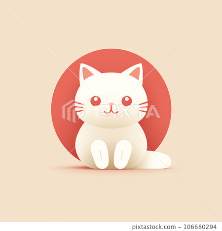 日之丸貓圖標面朝前坐著 日之丸貓圖標面朝前坐著 106680294