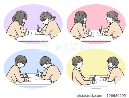 男女學生學習插畫素材 106680295