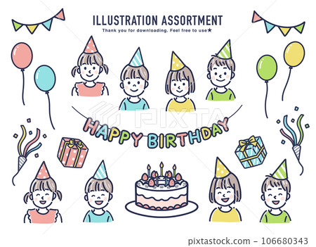 可愛的聖誕手繪風格聖誕材料套裝 106680343