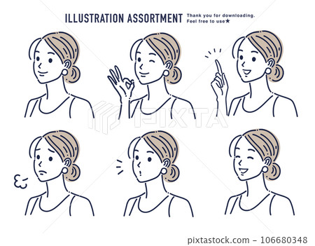 Illustration material set of women Illustration material set of women 106680348