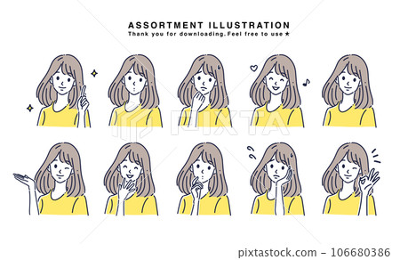 Illustration material set of women Illustration material set of women 106680386