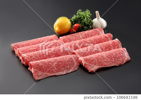 Fresh beef / Kuroge Wagyu beef slice image / High quality sashimi Wagyu beef slice / High quality Wagyu beef image / Marbled Wagyu beef slice Fresh beef / Kuroge Wagyu beef slice image / High quality sashimi Wagyu beef slice / High quality Wagyu beef image / Marbled Wagyu beef slice 106681586