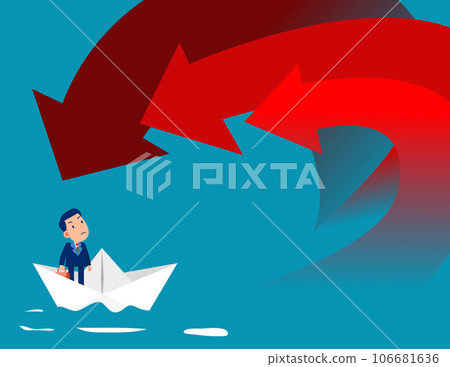 Leader lookoing arrow like falling ocean wave. Business vector illustration Leader lookoing arrow like falling ocean wave. Business vector illustration 106681636