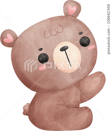 Cute Teddy bear watercolor cartoon hand painting illustration Cute Teddy bear watercolor cartoon hand painting illustration 106682309