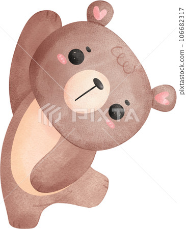 Cute Teddy bear watercolor cartoon hand painting illustration Cute Teddy bear watercolor cartoon hand painting illustration 106682317