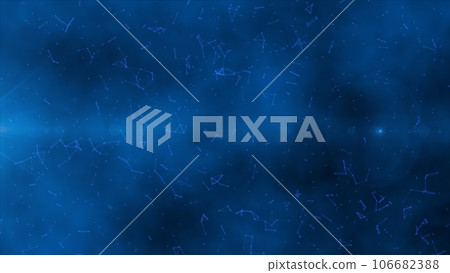 Abstract dark blue background with glowing stars. Fantasy fractal texture.  106682388