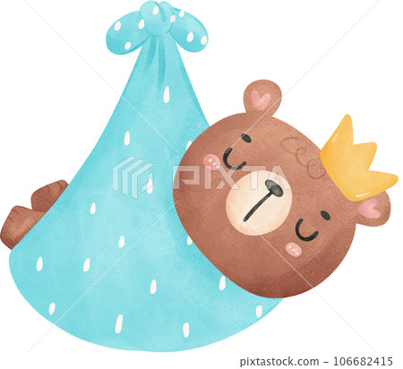 cute teddy bear baby shower boy watercolor hand painting illustration 106682415