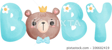 cute teddy bear baby shower boy watercolor hand painting illustration cute teddy bear baby shower boy watercolor hand painting illustration 106682419
