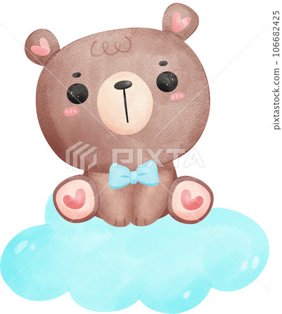 cute teddy bear baby shower boy watercolor hand painting illustration cute teddy bear baby shower boy watercolor hand painting illustration 106682425