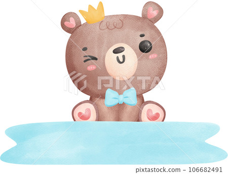 cute teddy bear baby shower boy watercolor hand painting illustration cute teddy bear baby shower boy watercolor hand painting illustration 106682491