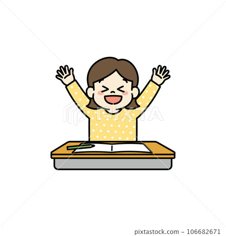 Illustration of a girl who is happy after studying Illustration of a girl who is happy after studying 106682671