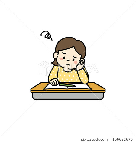 一個討厭學習的女孩的插圖 一個討厭學習的女孩的插圖 106682676