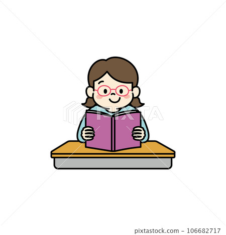 Illustration of a girl reading a book 106682717