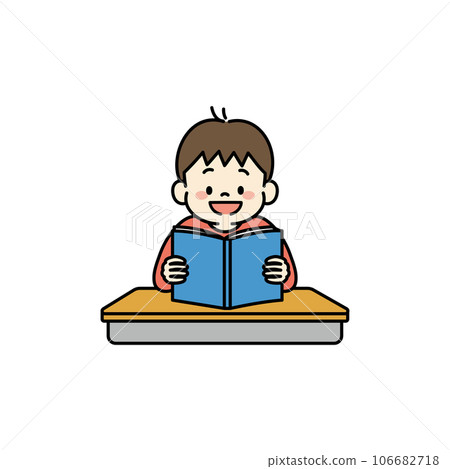 Illustration of a boy reading a book Illustration of a boy reading a book 106682718