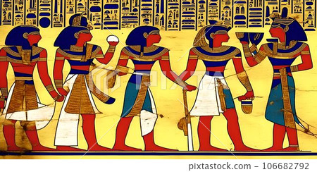 egyptian mural illustration 106682792