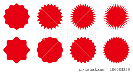Jagged frame red simple circle set 106683259