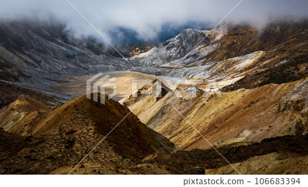 Climbing Mt. Adachi Tara in autumn: Numanodaira (explosion crater) Climbing Mt. Adachi Tara in autumn: Numanodaira (explosion crater) 106683394
