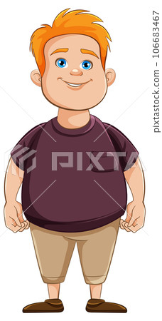 Cartoon Chubby Porn - Chubby Teen Man in T-Shirt Cartoon - Stock Illustration [106683467] - PIXTA