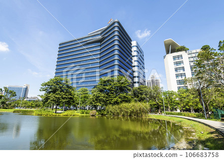 Building view of the Taipei Far Eastern Telecom Park (Tpark) in New Taipei City, Taiwan. Building view of the Taipei Far Eastern Telecom Park (Tpark) in New Taipei City, Taiwan. 106683758