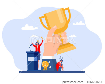 Imposter syndrome.woman sitting Anxiety and lack of self confidence; at work the person fakes is someone else 106684641