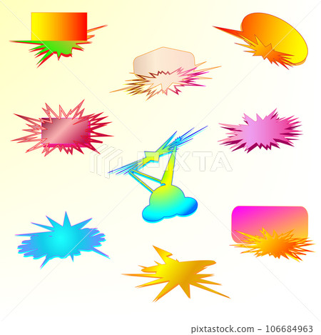 Collection of speech bubble colorful comic bright starburst sticker dialogue promotion abstract background web vector illustration 20230211 106684963