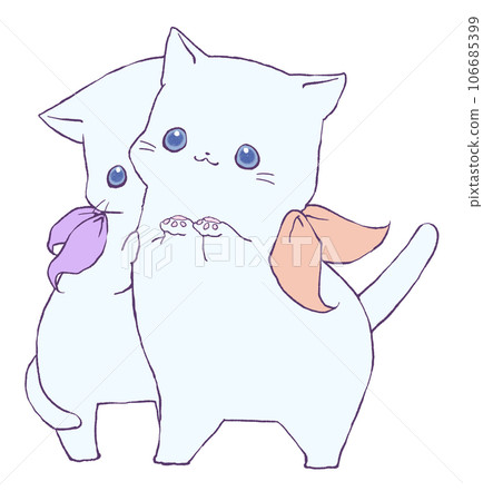 白色小貓兄弟姐妹想要糖果 106685399