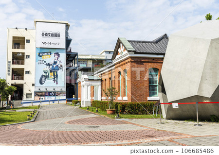 Building view of Tainan Cultural and Creative Park in Taiwan. The red brick building was the Monopoly Bureau branch of the Taiwan Governor's Office during Japanese rule. Building view of Tainan Cultural and Creative Park in Taiwan. The red brick building was the Monopoly Bureau branch of the Taiwan Governor's Office during Japanese rule. 106685486
