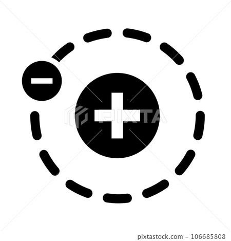 電子軌道和質子圖標。向量。 106685808