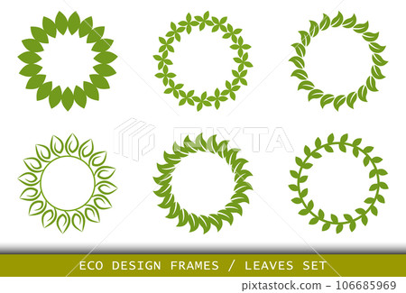Leaves circular frame. Laurel foliate Wreaths and circular frames for awards. Vector Collection 106685969