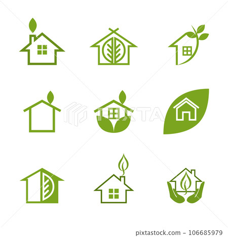 Leaf and green house logo template set or collection Leaf and green house logo template set or collection 106685979