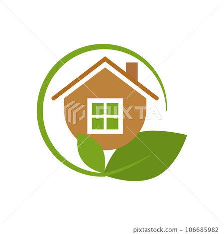 Leaf and green house logo template Leaf and green house logo template 106685982