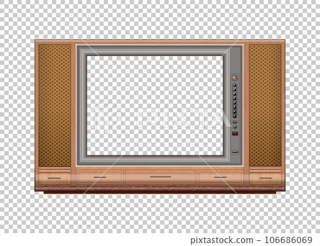 Vector retro Old vintage TV mock up isolated on transparent grid Vector retro Old vintage TV mock up isolated on transparent grid 106686069