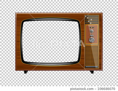 Vector retro television mock up isolate on transparent grid Vector retro television mock up isolate on transparent grid 106686070