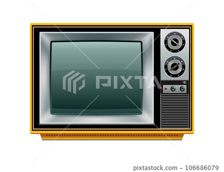 Detailed icon representing yellow retro tv 106686079