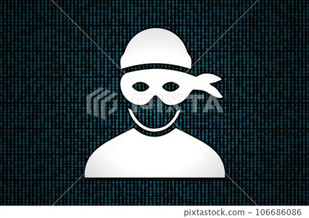 Thief silhouette on a binary code background 106686086