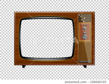 Vector retro television mock up isolate on transparent grid Vector retro television mock up isolate on transparent grid 106686105