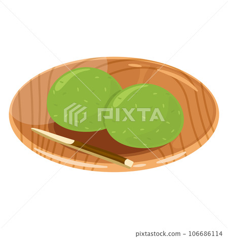 Mugwort Daifuku wooden plate Mugwort Daifuku wooden plate 106686114