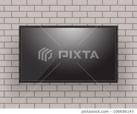 Black LED tv television screen blank on wall background. Vector illustration Black LED tv television screen blank on wall background. Vector illustration 106686143