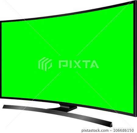 Realistic TV LCD screen mockup. Panel with green screen on background. Vector illustration Realistic TV LCD screen mockup. Panel with green screen on background. Vector illustration 106686150