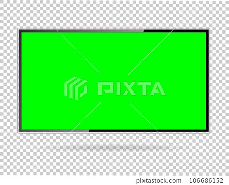 Realistic TV LCD screen mockup. Panel with green screen on transparent background. Vector illustration Realistic TV LCD screen mockup. Panel with green screen on transparent background. Vector illustration 106686152