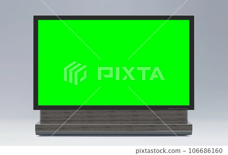 Realistic TV LCD screen mockup. Panel with green screen on background. Vector illustration Realistic TV LCD screen mockup. Panel with green screen on background. Vector illustration 106686160