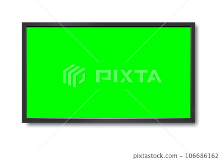 Realistic TV LCD screen mockup. Panel with green screen on background. Vector illustration 106686162
