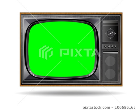 Realistic TV LCD screen mockup. Panel with green screen isolated on white background. Vector illustration Realistic TV LCD screen mockup. Panel with green screen isolated on white background. Vector illustration 106686165