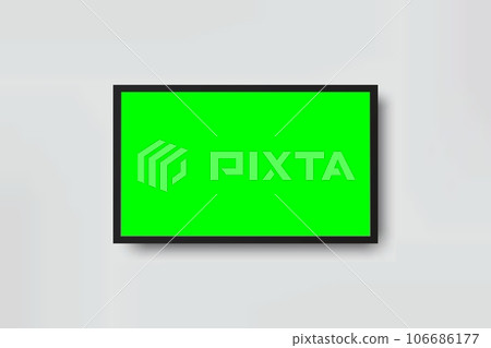 Realistic TV LCD screen mockup. Panel with green screen isolated on background. Vector illustration Realistic TV LCD screen mockup. Panel with green screen isolated on background. Vector illustration 106686177