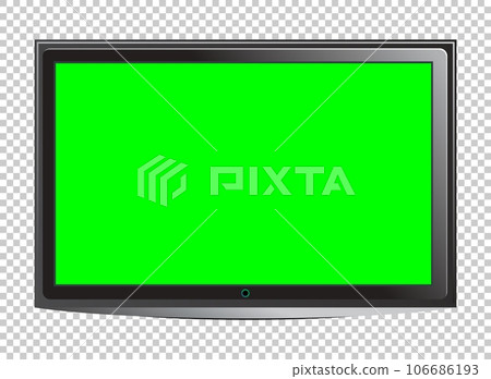 Realistic TV LCD screen mockup. Panel with green screen isolated on transparent background. Vector illustration Realistic TV LCD screen mockup. Panel with green screen isolated on transparent background. Vector illustration 106686193