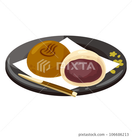 溫泉饅頭、豆沙、黑盤、橫切面 106686213